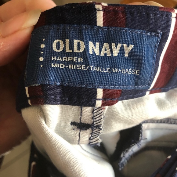 OLD NAVY HARPER MID RISE STRIPED RED NAVY PANTS - Picture 4 of 8